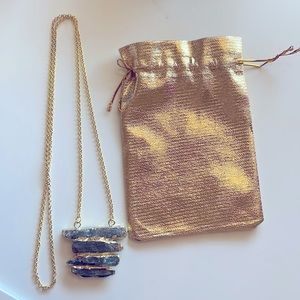 🌟NEW! BOHO GORGEOUS RAW KYANITE GEMSTONE BLADE AND 14K GOLD 30 INCH ROLO CHAIN